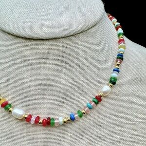 Freshwater pearl stone necklace